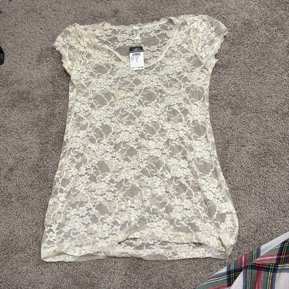 Rue 21 Ivory Lace Shirt